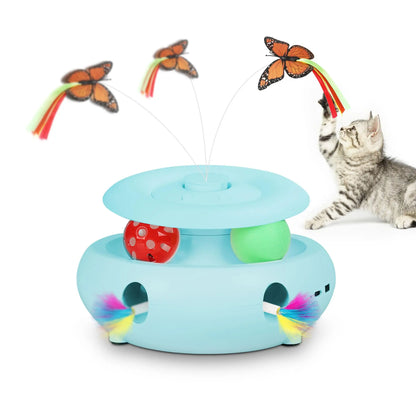 Interactive Cat Toy Automatic Cat Toys for Indoor Cats, 3-in-1 Electric Cat Toy USB Rechargeable, Kitten Toy Cat Exercise Toys