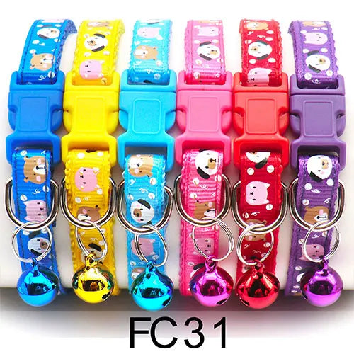 12 Pcs Wholesale Collars for Cat Collar With Bell Adjustable Necklace Cat Puppy Kitten Collar Dropshipping Pet Cats Collar Perro