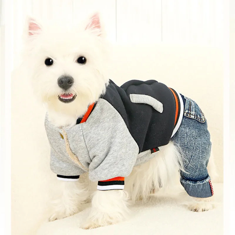 Warm Dog Clothing Winter Pet Clothes Jumpsuit Rompers Puppy Apparel Yorkie Pomeranian Poodle Bichon Frise Schnauzer Dog Hoodie