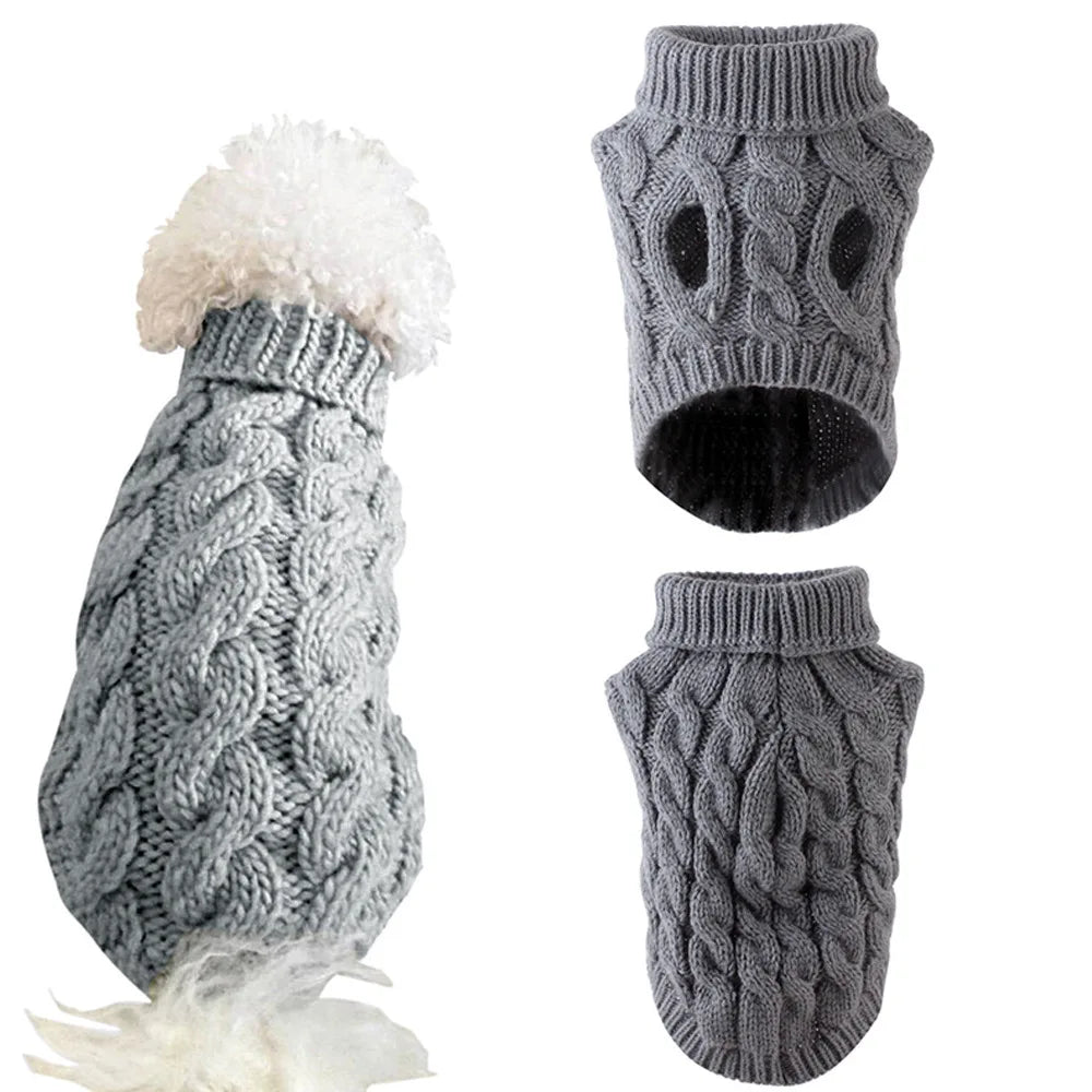 New Pet Small Pet Dog Clothes Sweater Fashion Autumn Winter Solid Fried Dough Twists Knitting Warm Comfort Clothing