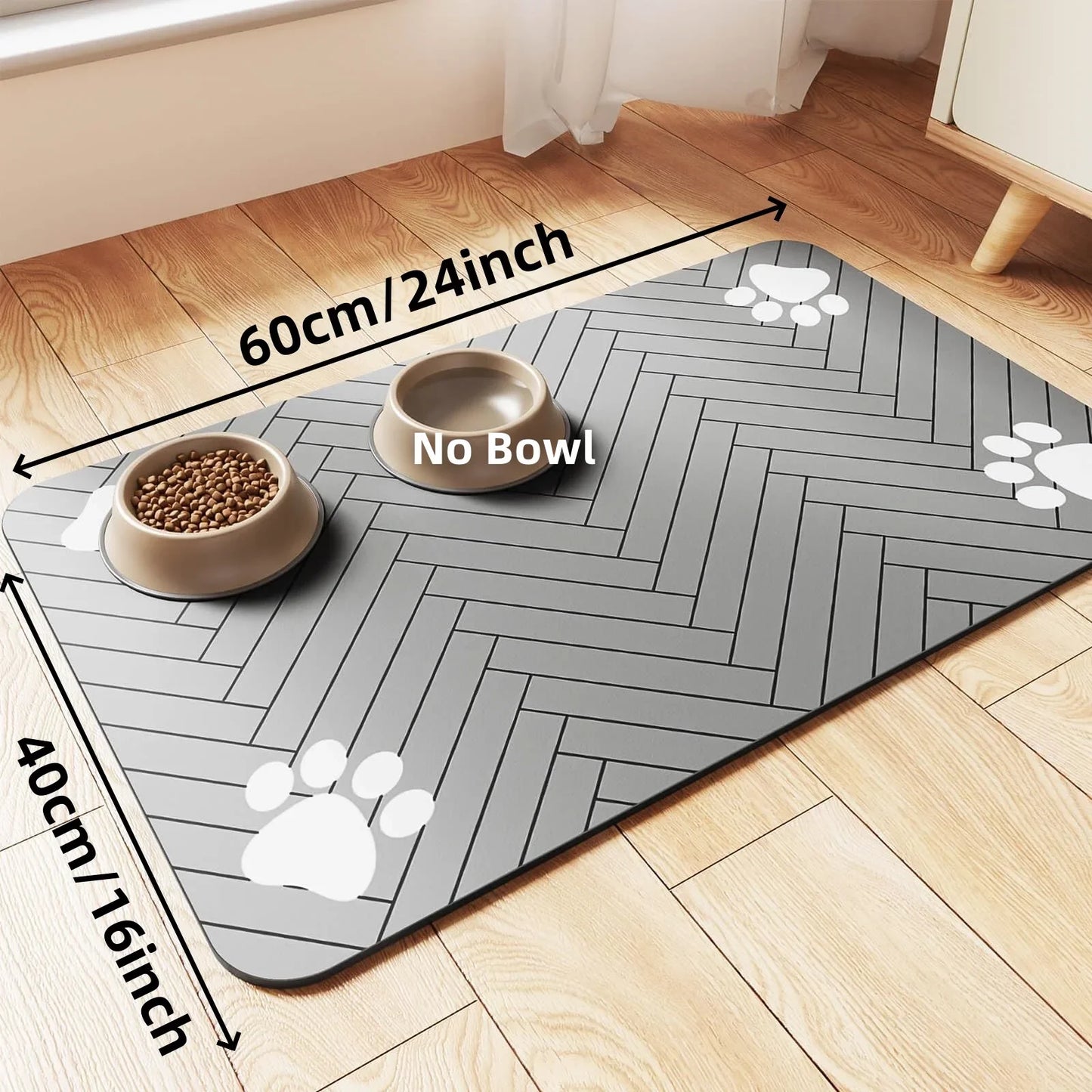 Absorbent Pet Feeding Mat, Waterproof Placemat for Dog & Cat Food & Water Bowls, Quick-Dry Rubber Backing, Non-Slip Pet Mat