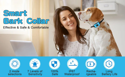 Pet Dog Anti Barking Device USB Rechargeable Dogs Training Collar Ultrasonic Stop Barking Vibration Anti Bark Collar