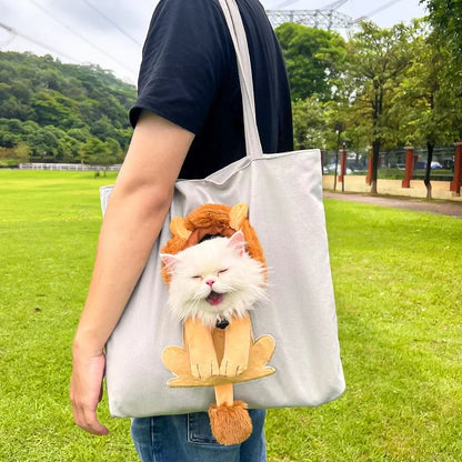 Pet Backpack, Pet Kitten Carrier Outdoor, Comfort Handmade Cat Dog Bag, Travel Breathable Shoulder Crossbody Bag Dog Supplies