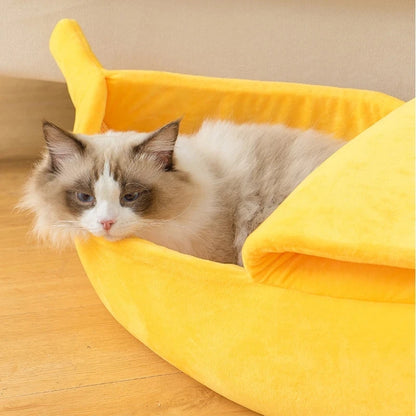 Banana Shaped Pet Bed for Extra Small Dogs and Cats Pet Soft Cushion Washable Pet Banana Bed