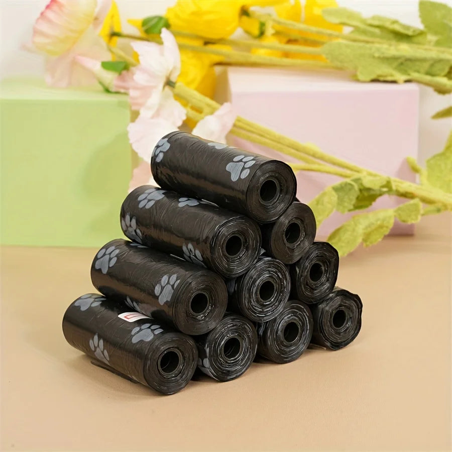 5/10/20 Rolls Thick Leak-Proof Dog Poop Bags for Outdoor Walks, Polyethylene Material, Animal Waste Disposal, Black or Gree