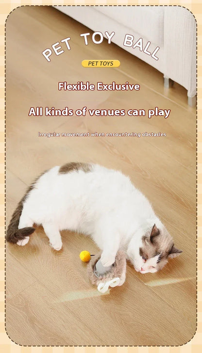 Cat Interactive Ball Toy Automatic Rolling Ball with Tail Rechargeable Smart Pet Interactive Toy Intelligent Mouse for Cat