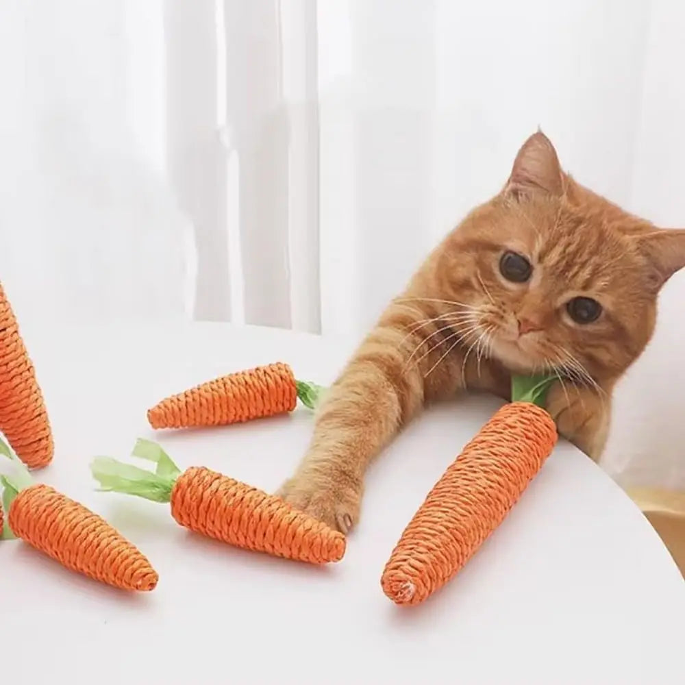 Cat toys self-entertainment carrot teething and cat teasing sticks, bite-resistant and scratch-resistant teething and clawing