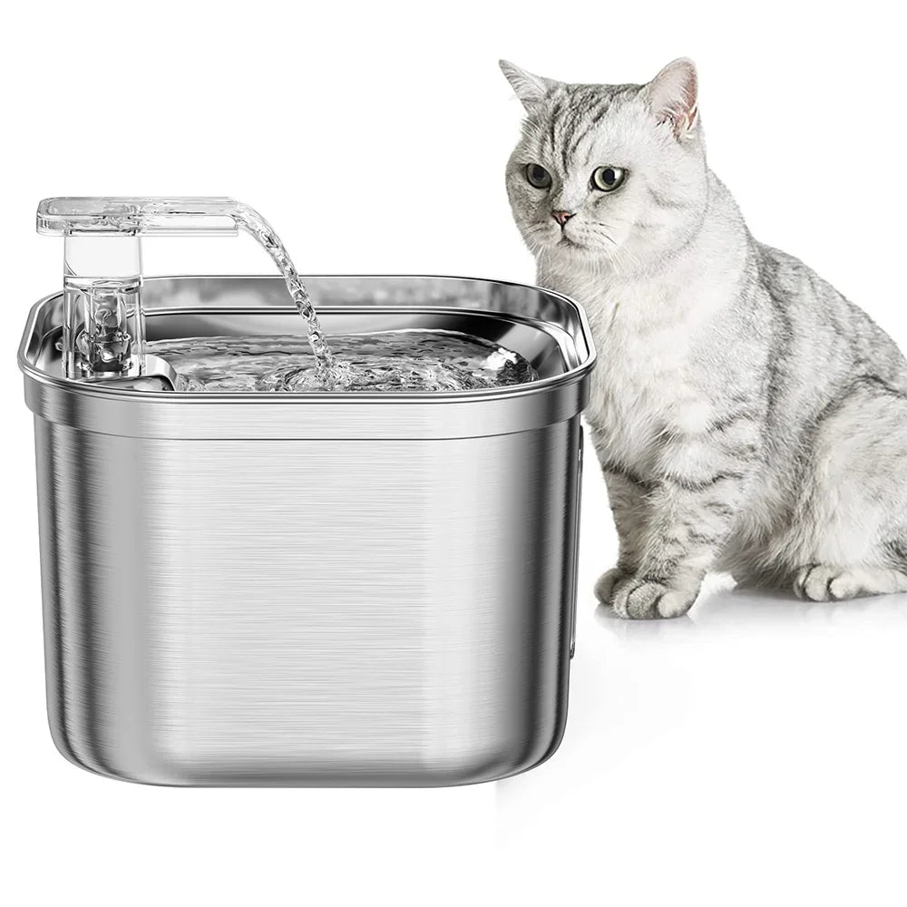 Cats Water Fountain Stainless Steel Auto Running Cat Water Drinker With Filter Motion Sensor Transparent Pets Drinking Dispenser