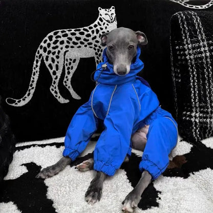 Fashion Waterproof Italy Greyhound Dog Clothes Windproof 4-legged Dog Raincoat Blue Jacket Coat Soft Loungewear for Bellington