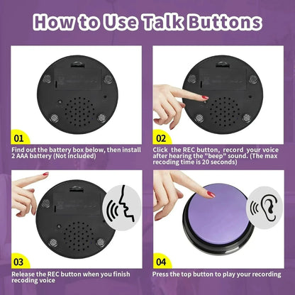 Dog Communication Buttons Voice Recording Button for Pet Training Buzzer 30 Second Record Playback Funny Gift for Talking Pet