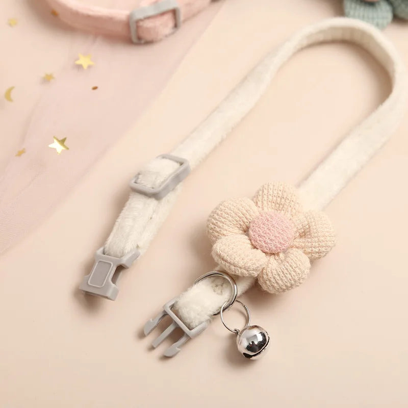 1Pc Cat Collar with Cute Flower  Adjustable Buckle Cat Collar Bell Collar Cat  Small Pet Supplies  Kitten Collar  Small Dog Acce