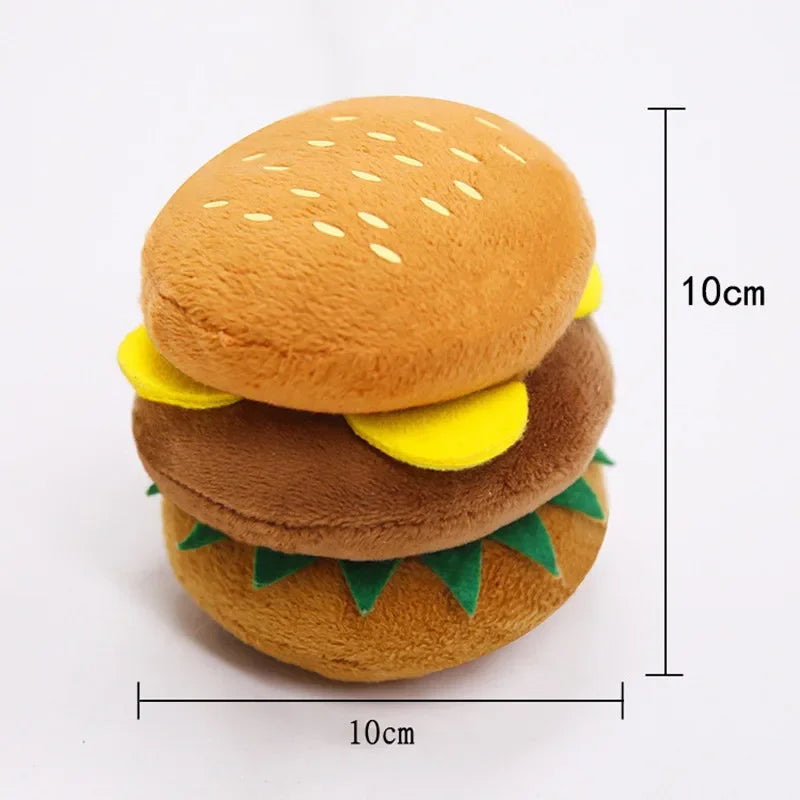 Pet Plush Toys Pizza Burgers Pet Sound Toys Dog Bite and Grind Resistant Pet Supplies Pomerian Dog Accessories Puppy