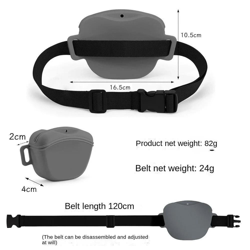 Paketa e re e belit për trajnimin e qenve silikoni del jashtë Çanta portative për ushqim për qentë në formë diagonale për kafshët shtëpiake Çanta e vogël për qentë e papërshkueshme nga uji