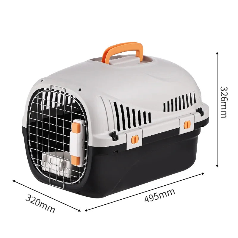 Durable Plastic Pet Transport Box for Small Cats and Dogs Air Transport Carrying Cage with Skylights Cat Bag for Car Use