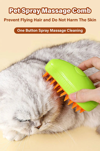 2025 Silicone World Cat Dog Pet Spray Massage Comb Electric Steam Brush Grooming 3 in 1 Pet Remove Tangles Loose Hair for Massage