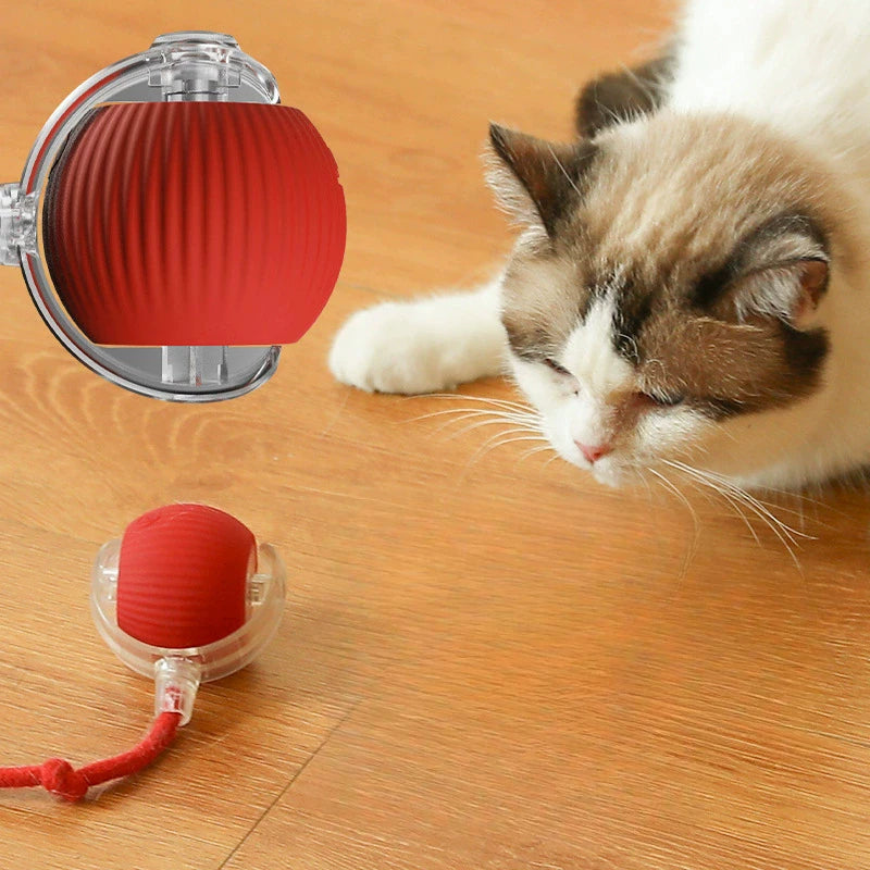 Cat Interactive Ball Toy, Automatic Rolling Ball with Tail, Rechargeable Smart Pet Interactive Toy, Intelligent Mouse for Cat