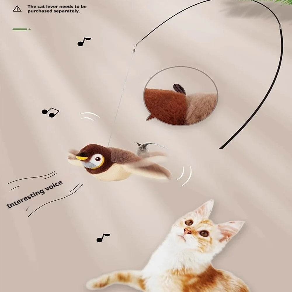 Interactive Cat Toy Chirping Bird , 2025 New Rechargeable Interactive Flapping Chirping Bird Cat Toy, Bird Catnip Toys Cat games