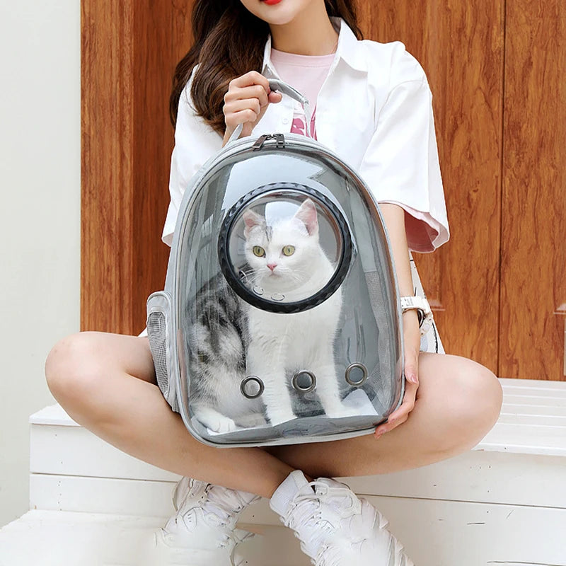 New Pet Cat Carrying Bag Breathable Portable Pet Outdoor Travel Backpack Transparent Bag Carrier Pet Transport Space Capsule Bag