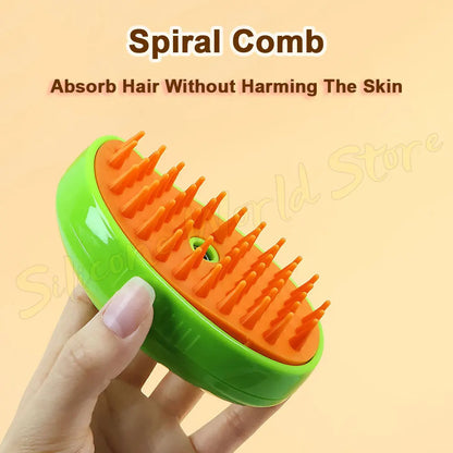 2025 Silicone World Cat Dog Pet Spray Massage Comb Electric Steam Brush Grooming 3 in 1 Pet Remove Tangles Loose Hair for Massage