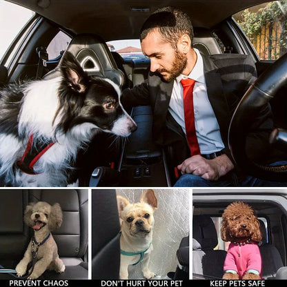 1PCS High Grade Dog Car Safety Belt Dog Safety Belt with Damping Belt and Reflective Line Adjustable Length Suitable Any Dog 1PC