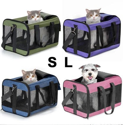 Dog Carrier Bag Soft Side Backpack Cat Pet Carriers Dog Travel Bags Collapsible Travel Pet Outing Bag