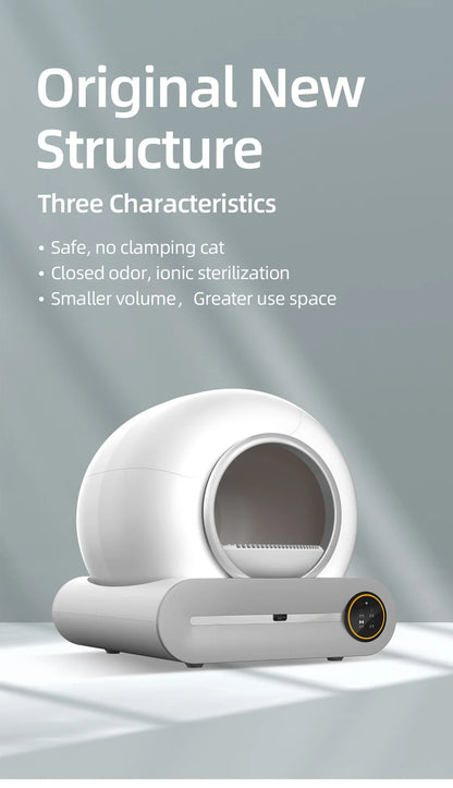 Tonepie 65L Automatic Smart Cat Litter Box Self Cleaning Fully Enclosed Cat Litter Box Pet Toilet Litter Tray English versions