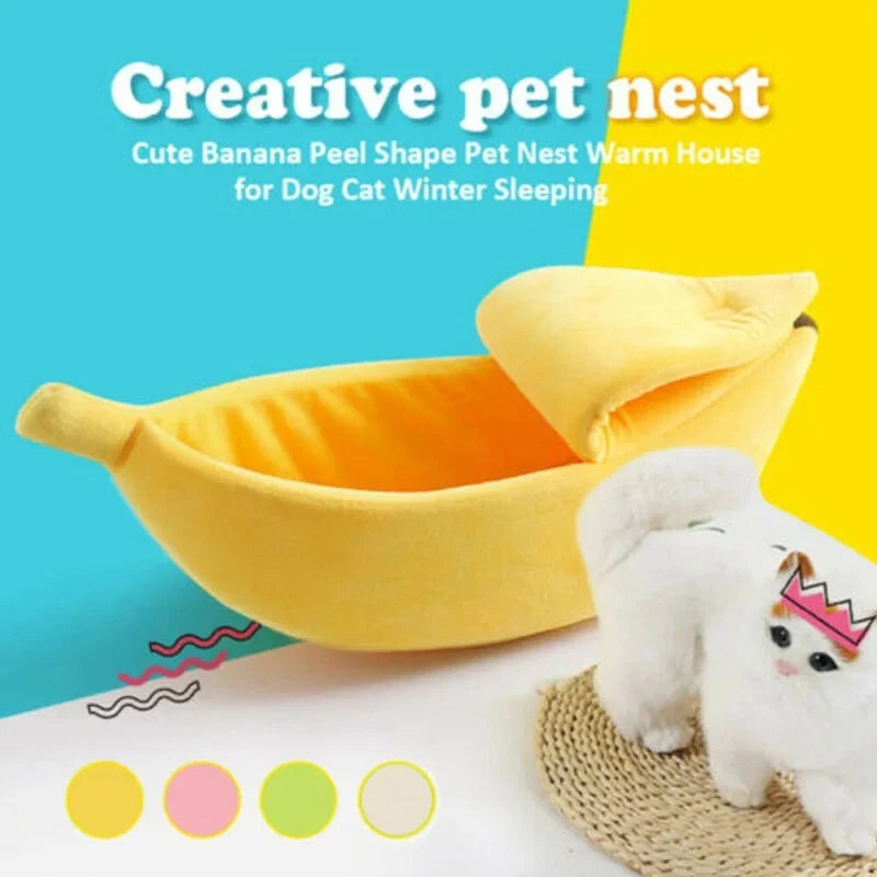 Banana Shaped Pet Bed for Extra Small Dogs and Cats Pet Soft Cushion Washable Pet Banana Bed