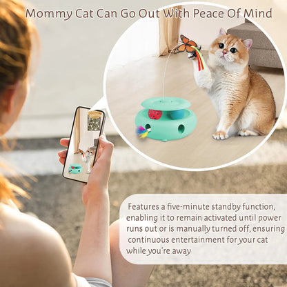 Interactive Cat Toy Automatic Cat Toys for Indoor Cats, 3-in-1 Electric Cat Toy USB Rechargeable, Kitten Toy Cat Exercise Toys