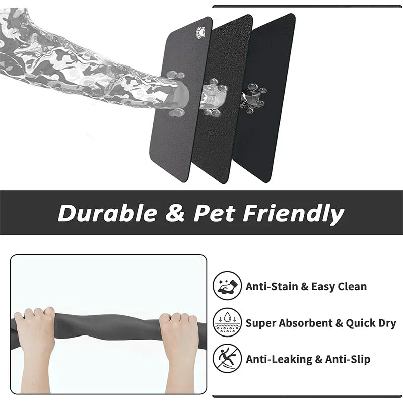 Pet Feeding Mat Absorbent Dog Cat Mat for Food and Water Easy to Clean Pet Placemats Quick Dry Dog Mat for Messy Drinkers