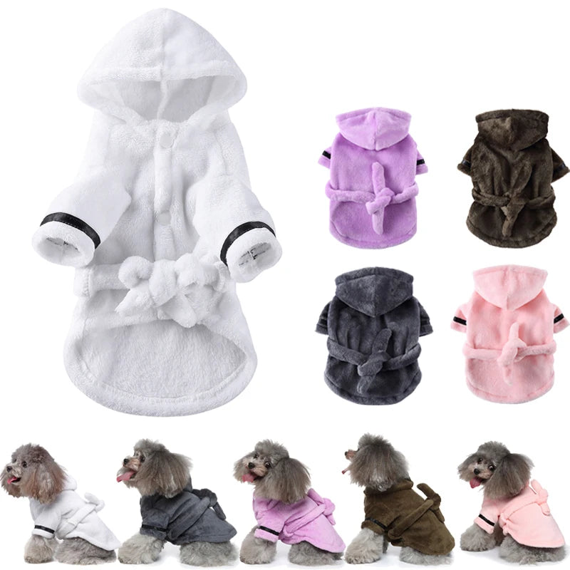 Pet Dog Bathrobe with Hood Dog Pajamas Sleeping Clothes Soft Pet Bath Drying Towel Clothes For Puppy Dogs Cats Coat Pet Supplies