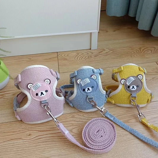 Dog leash Winnie the Pooh harness leash cat walking dog small dog Teddy vest style harness pet supplies