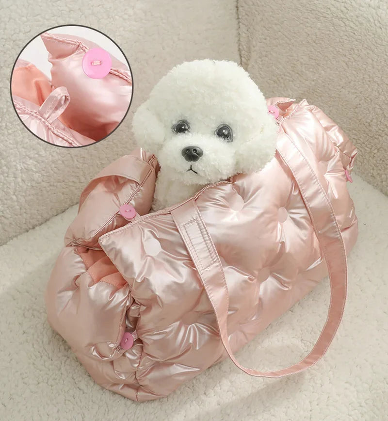 Dogs Bag, Winter Pet Carrier Bag Warm Pet Handbag for Small Dog Cat Portable Pet Travel Bag for Puppy One Shoulder Dog Outdoor Carry Bag