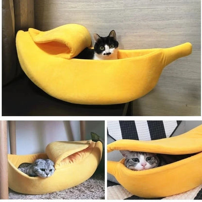 Banana Shaped Pet Bed for Extra Small Dogs and Cats Pet Soft Cushion Washable Pet Banana Bed