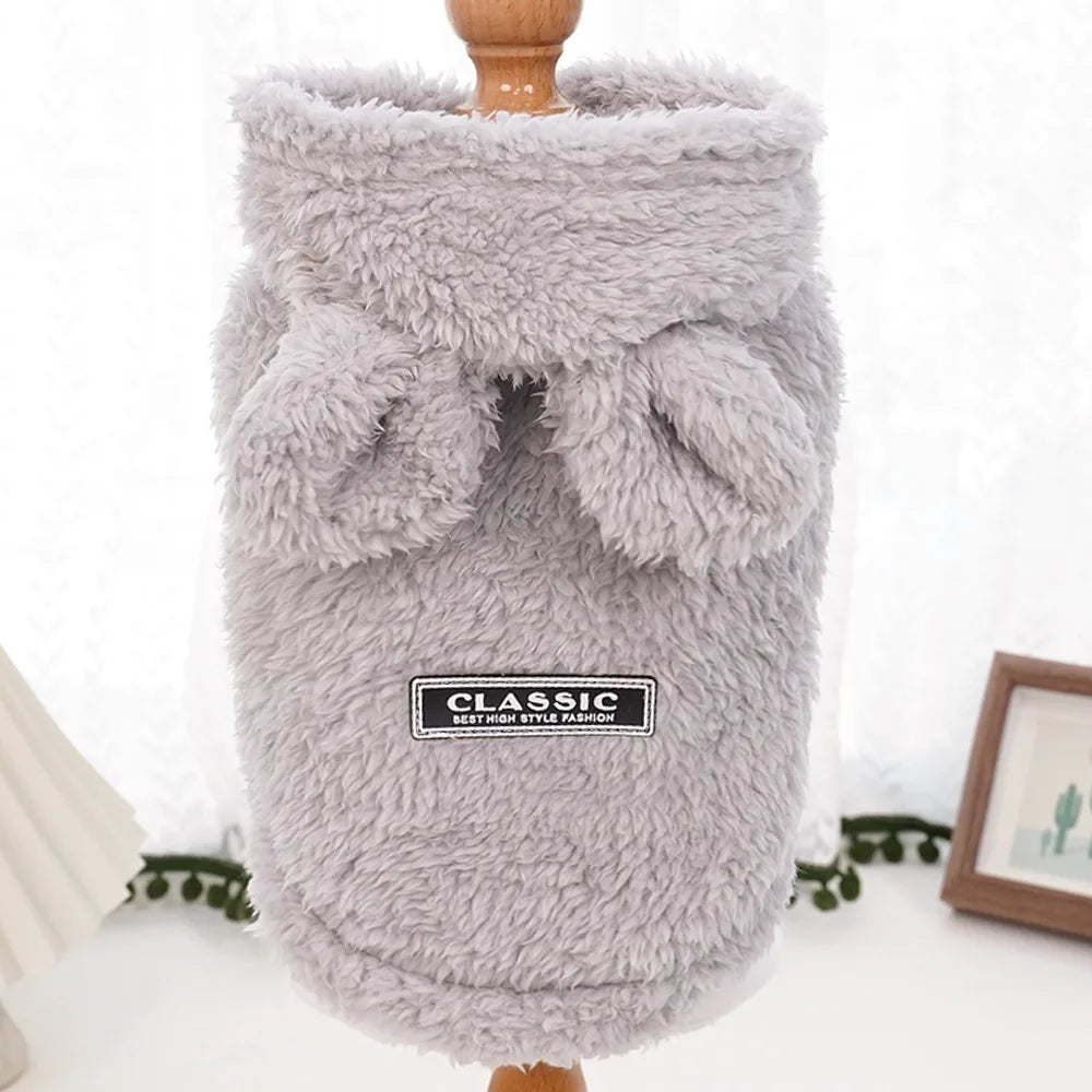 Rabbit Ear Comfortable Cotton Fleece Hooded Pet Clothing Autumn and Winter Clothes Cat Warm Hoodie Dog Clothing Supplies