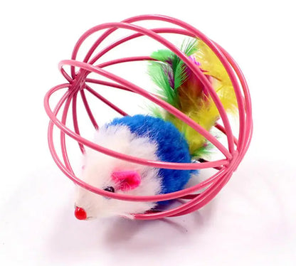 1pc Cat Toy Stick Feather Wand With Bell Mouse Cage Toys Plastic Artificial Colorful Cat Teaser Toy Pet Supplies Random Color