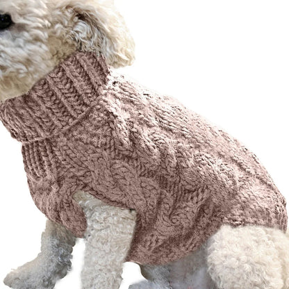 New Pet Small Pet Dog Clothes Sweater Fashion Autumn Winter Solid Fried Dough Twists Knitting Warm Comfort Clothing