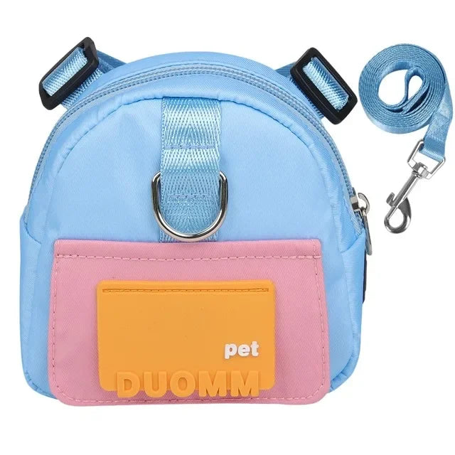 Pet Backpack With Harness Collar Outdoor Travel Portable Dog Training Treat Pouch Puppy Snack Reward Waist Bag Dogs Poop Bags