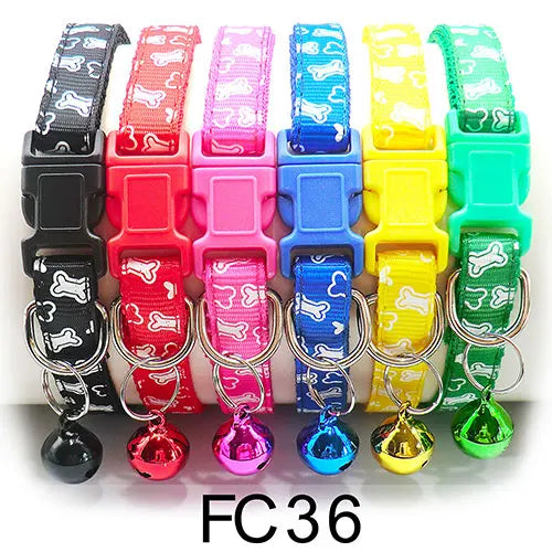 12 Pcs Wholesale Collars for Cat Collar With Bell Adjustable Necklace Cat Puppy Kitten Collar Dropshipping Pet Cats Collar Perro