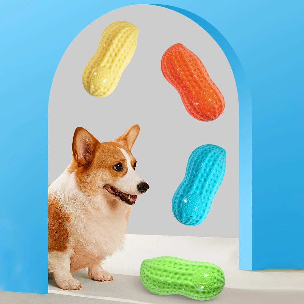 Dog Chewing Toy Simulation Peanut Squeaking Plaything Grinding Teeth Cleaning Anti Bite Rubber Cat Pet Toy Interactive Chew