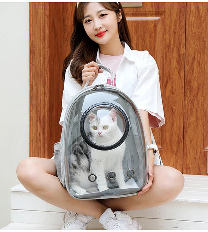 New Pet Cat Carrying Bag Breathable Portable Pet Outdoor Travel Backpack Transparent Bag Carrier Pet Transport Space Capsule Bag