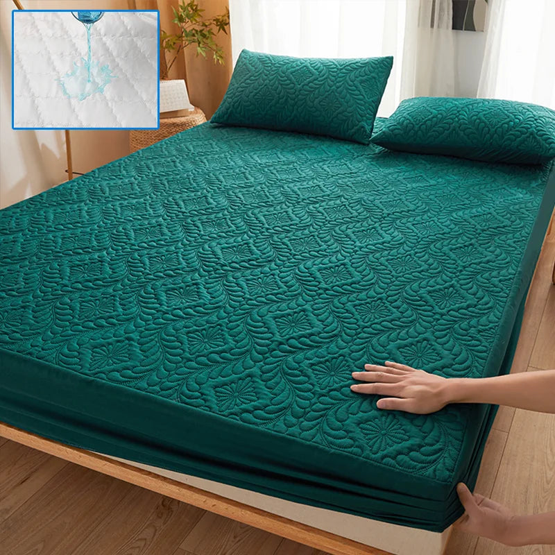 Bed Covers, Waterproof Quilted Mattress Protector Breathable Mattress Cover Anti-mite Anti-bacterial Fitted Bed Sheet No Pillowcase