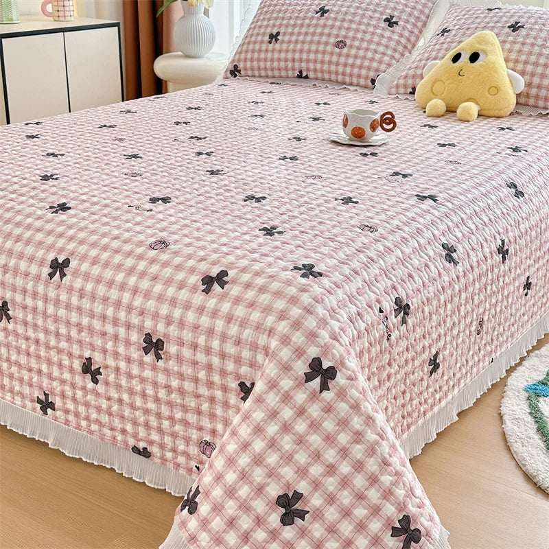 Bed cover,Thicken Bed Cover Floral Style Bedspread Home Bed Linen Double Bedspreads Adults Kids Room Bedsheet cubrecama (No Pillowcase)