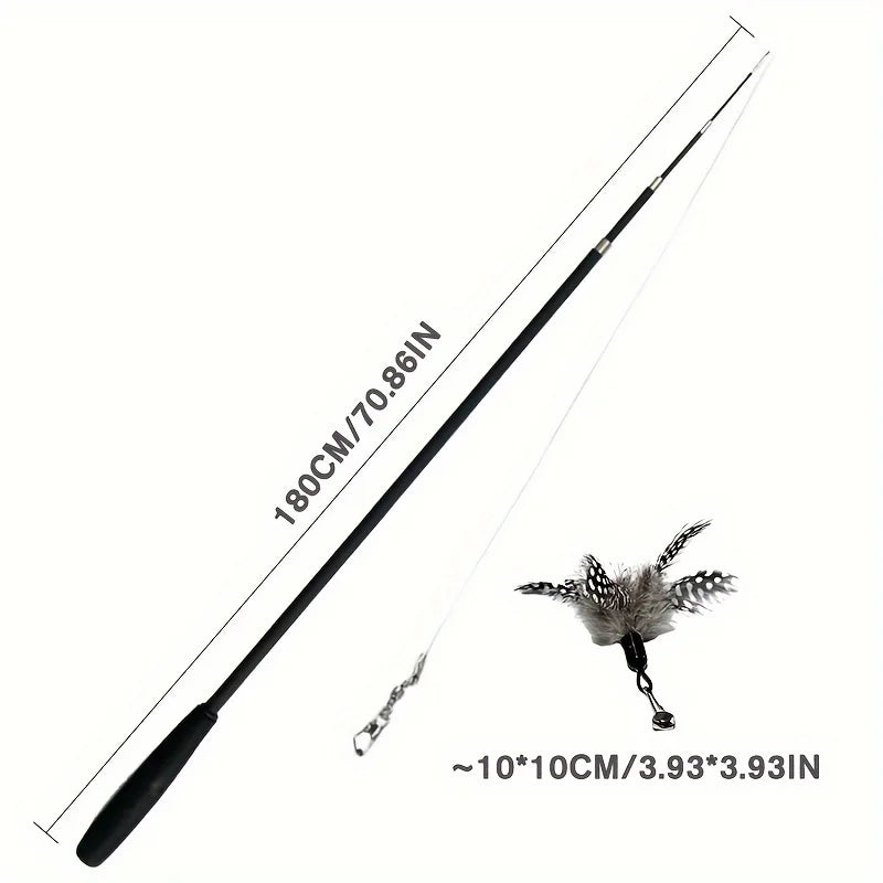 Four-Section Telescopic Cat Rod - Extendable, Cartoon Patterned, Metal Material