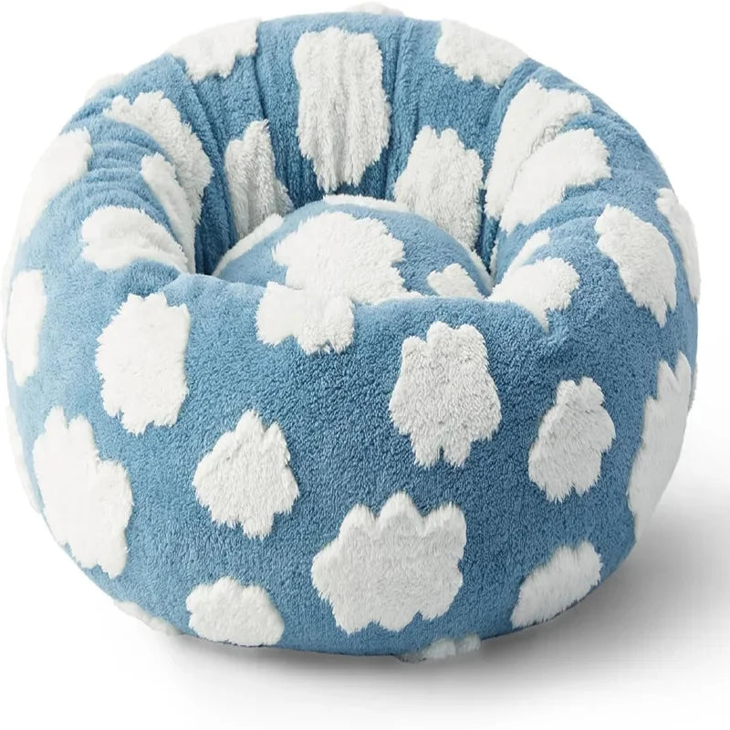 50CM/60CM Round Pet Dog Bed Doughnut Soft Plush Warm Cat Bed Anti-anxiety Soothing Pet Bed Detachable and Washable