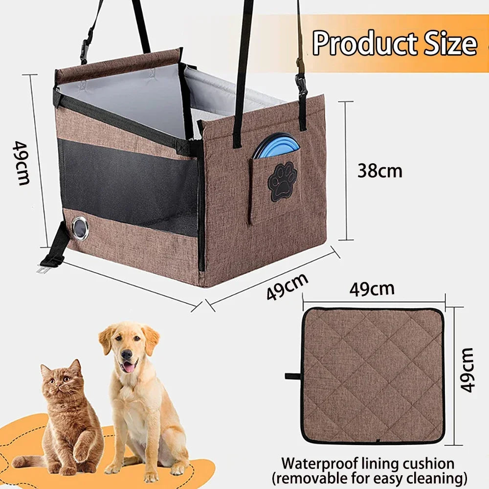 Detachable and Washable Car Pet Seat Cushion with Hanging Bag Dog Travel Pet Car Seat Cover Comfortable Travelling Experience