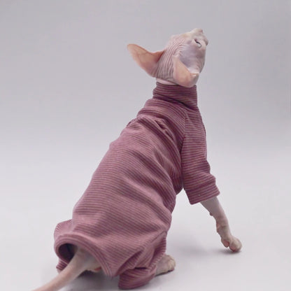 Hairless Cat Clothes Warm and Soft Four-Legged Hoodie for Sphynx Cats for Autumn and Winter for Devon Rex, Cornish