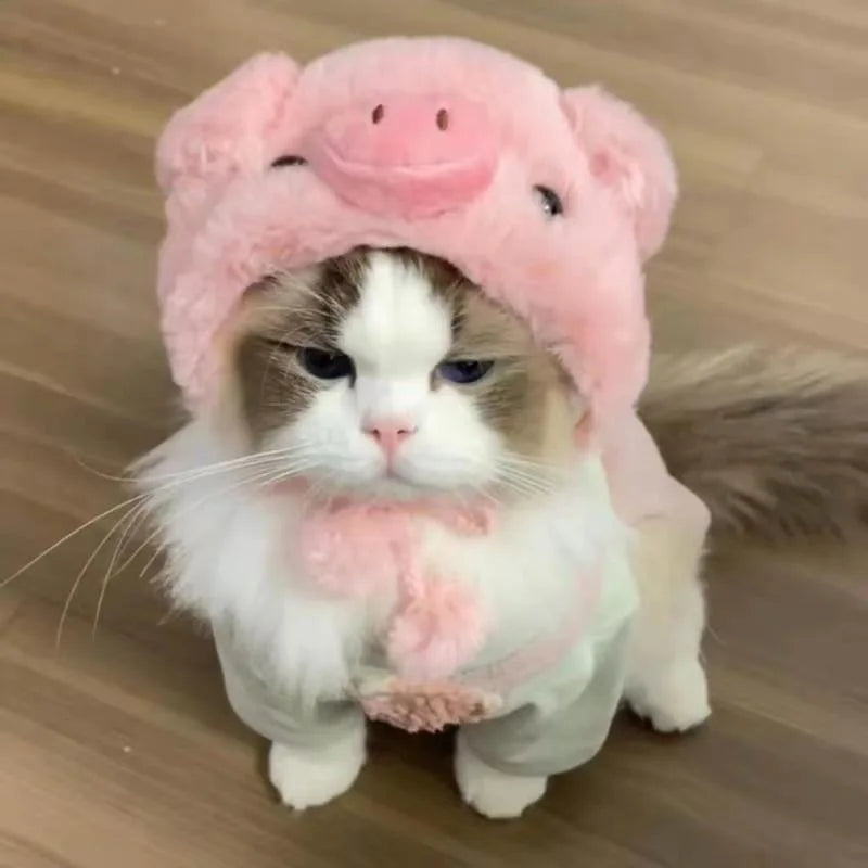 Cute Refined Cat Hat Plush Elastic Winter Pet Hat Puppy Kittens Knitted Hat Party Cosplay Props Decoration Cat Accessories Pet