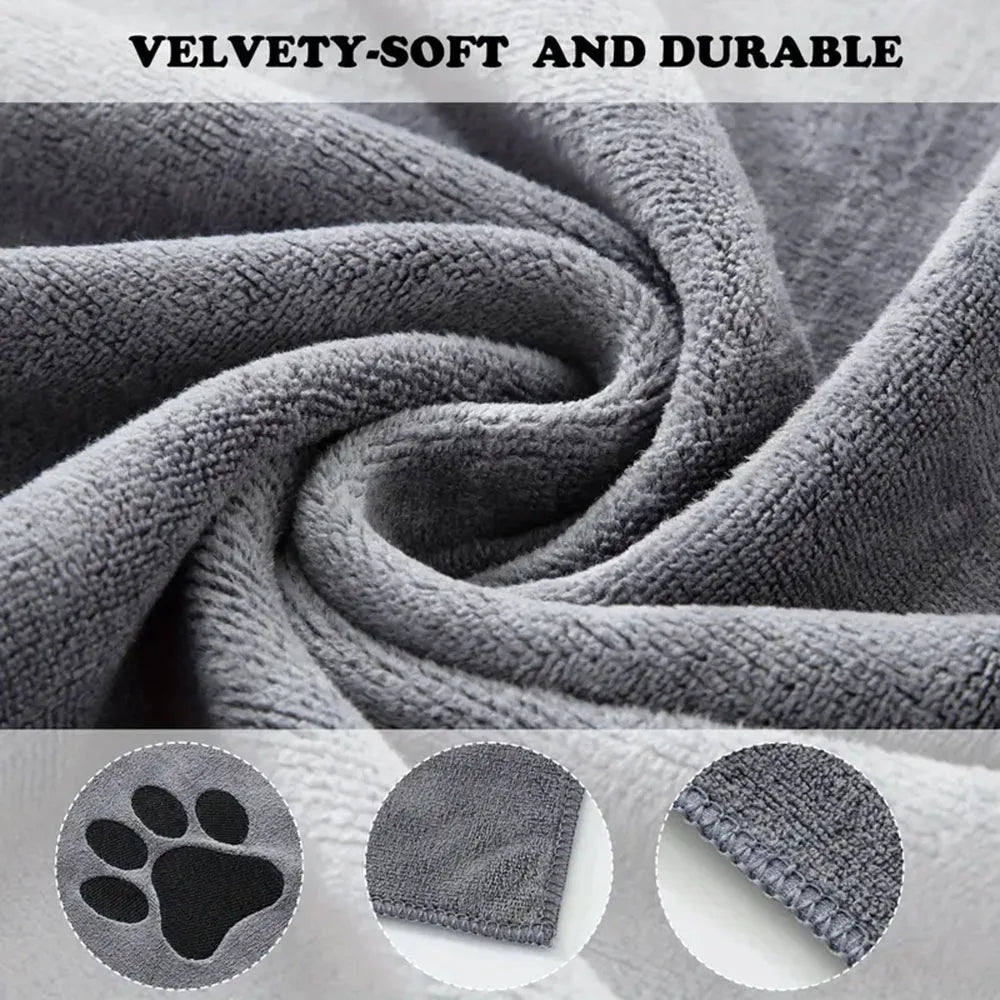 Microfiber Bath Embroidered Super Soft Absorbent Quick Thick Dog Cat Blanet For Dogs Batoe Grooming