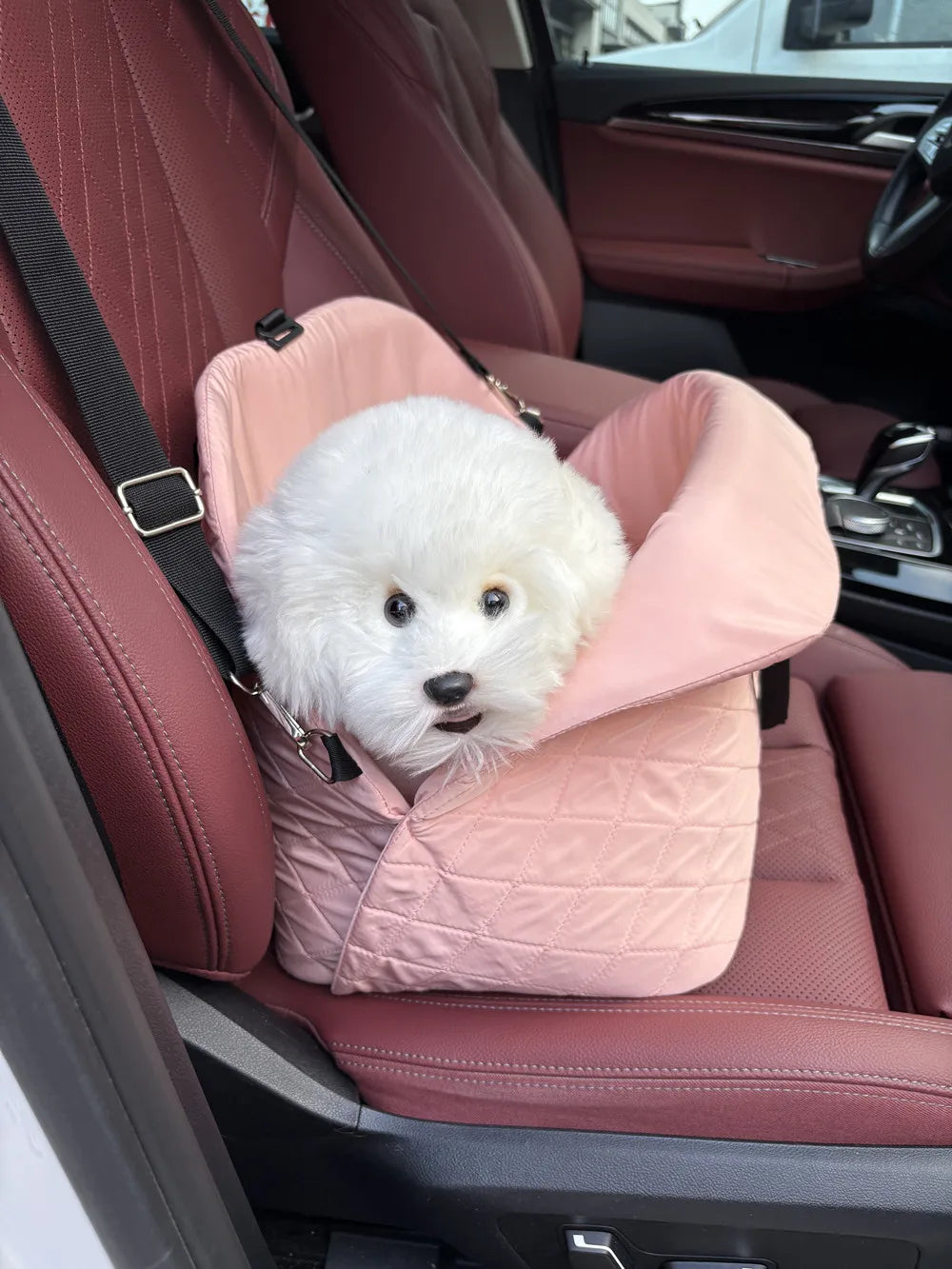 Dog Car Seat Puppy Bed with Adjustable Fixed Strap Non-Slip Bottom Dog Seat for Dog Cat Traveling Carry Supplies Cat Carrier Bag