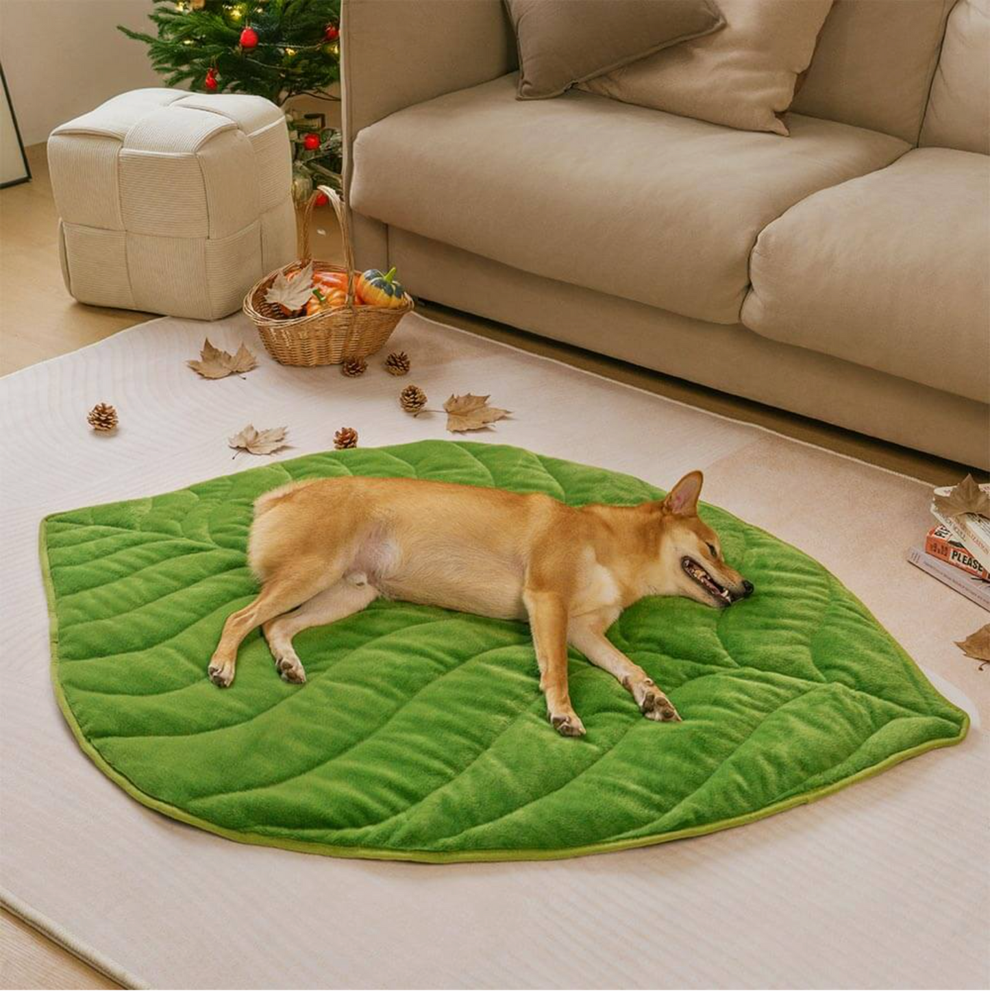 Plush Leaf-Shaped Washable Dog Mat